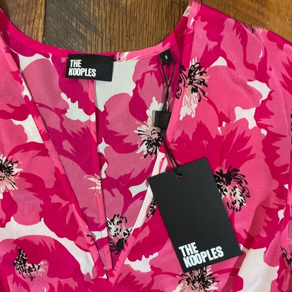 The Kooples Pink Floral Silk Mini Dress US Size 6 NWT - Picture 5 of 9